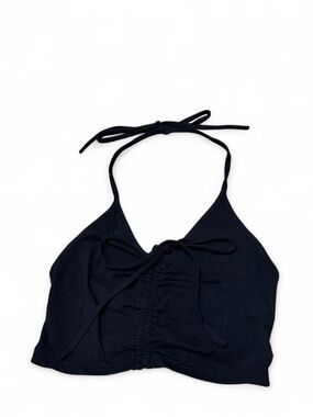Black Halter Crop Top with Front Tie